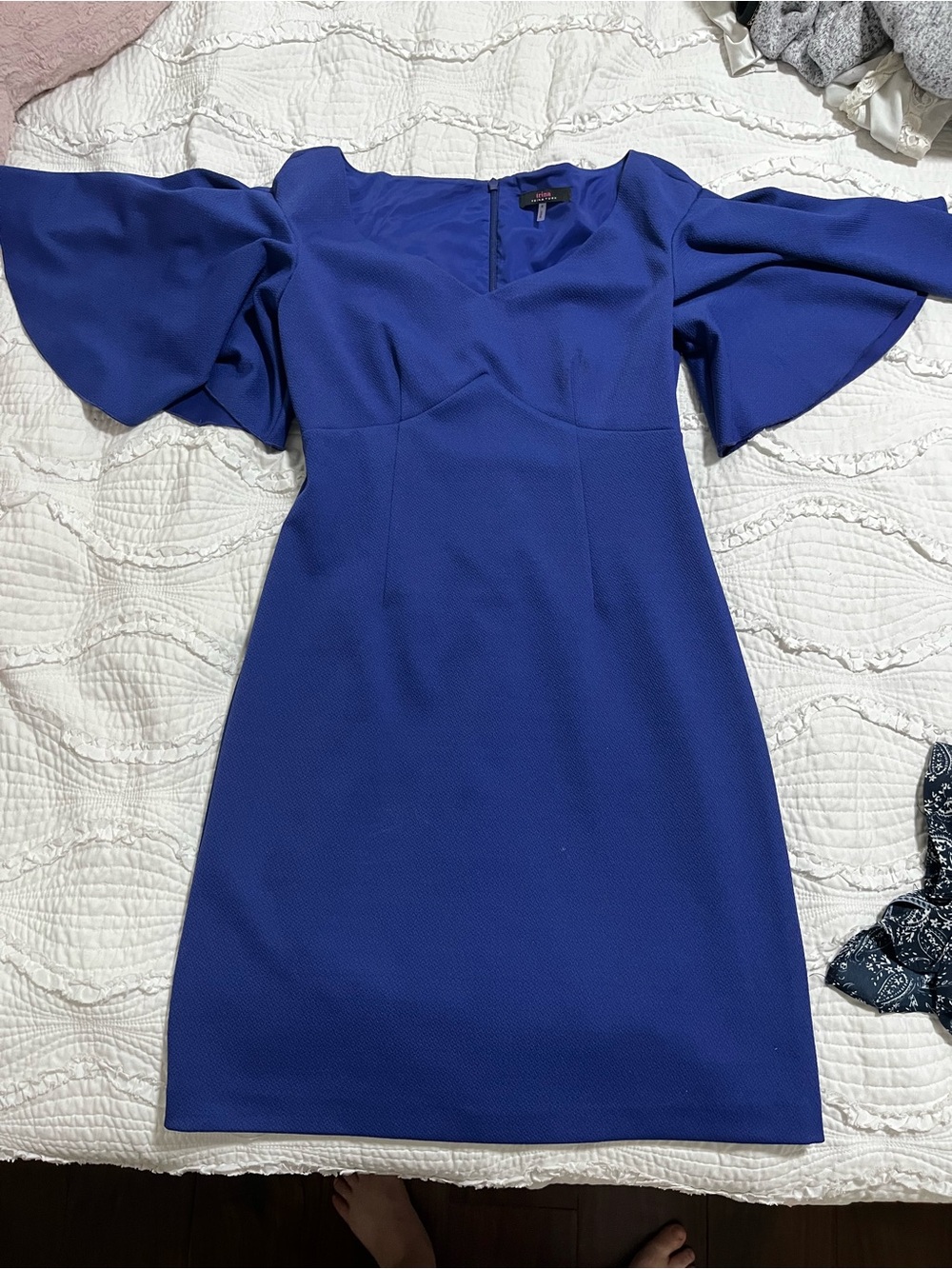 Trina Turk Cobalt Blue Bell Sleeve Sheath Dress